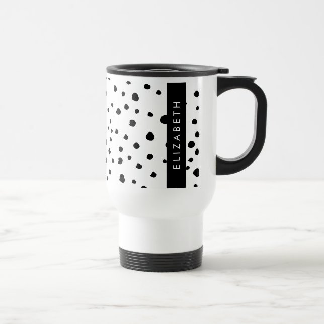 Caneca Térmica Pontos Dalmáticos, Pontos, Preto e Branco, Seu Nom (Direita)