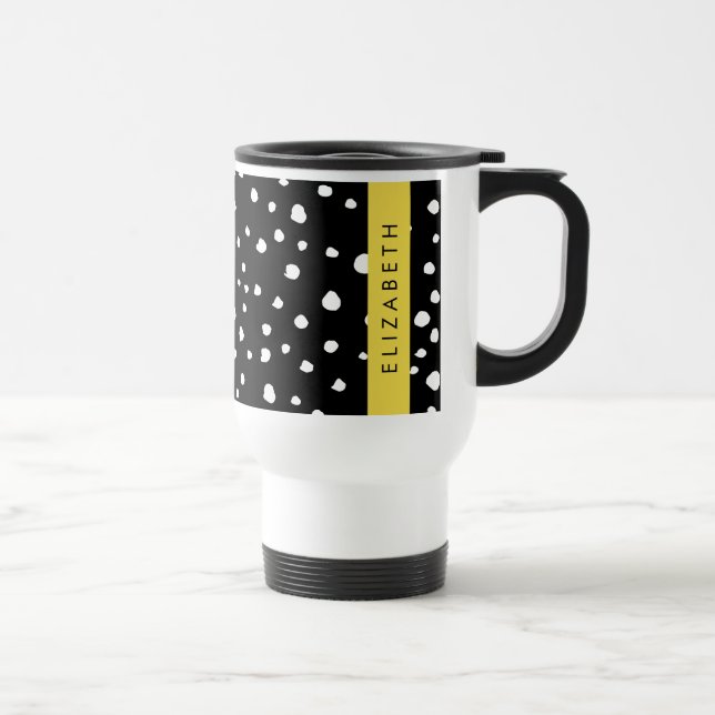 Caneca Térmica Pontos Dalmáticos, Pontos, Preto e Branco, Seu Nom (Direita)