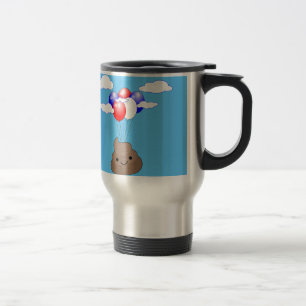 Caneca Térmica Poo Emoji Voando Com Balões No Céu Azul