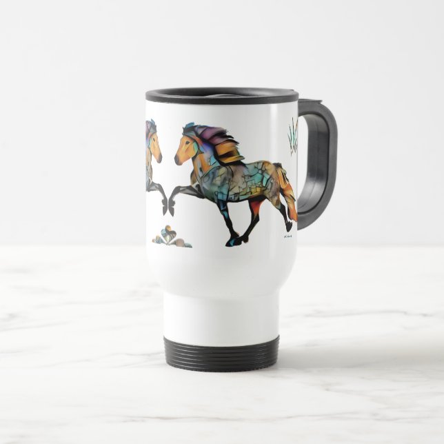 Caneca Térmica Pop Art Islandês Horse (Frente Esquerda)