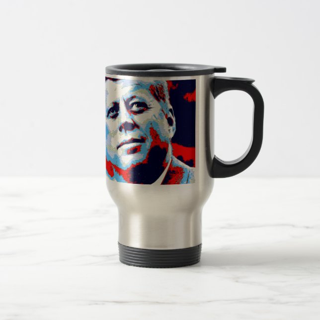 Caneca Térmica Pop Art JFK John F. Kennedy Red Blue (Direita)