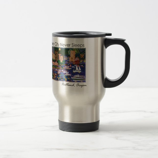 Caneca Térmica Portland Oregon à Noite (Direita)