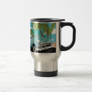 Caneca Térmica Poster de viagens do carro vintage de Cuba