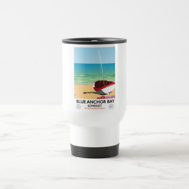 Caneca Térmica Poster de viagens Somerset da Baía de Âncora Azul (Centro)