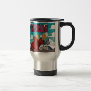 Caneca Térmica Poster dos alces do vintage dos desenhos animados