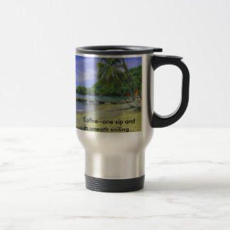Caneca Térmica Praia de Tobago, café--um sorvo e seu sa liso…
