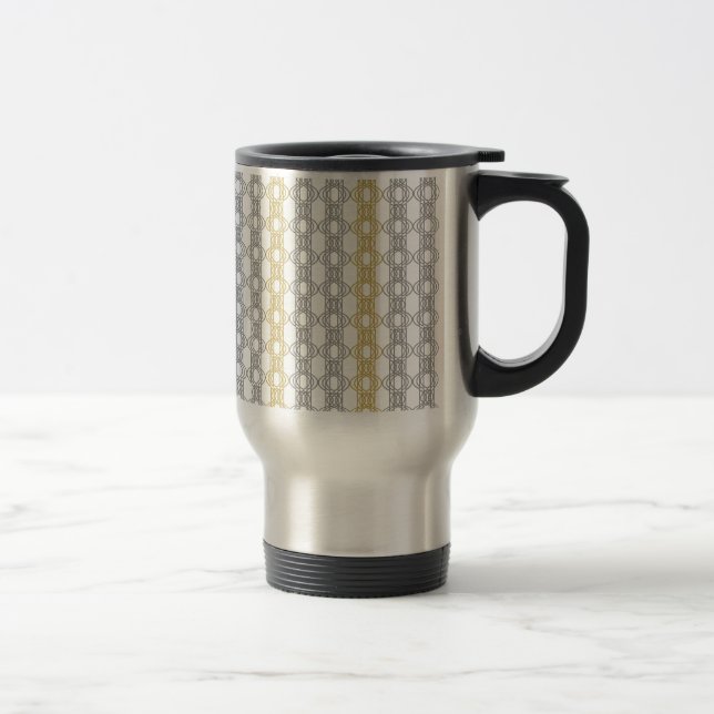 Caneca Térmica Prata e Padrão Dourado (Direita)