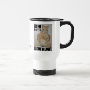 Caneca Térmica PRECISO DE CAFÉ AGORA! Gato Manx Sentado Engraçado