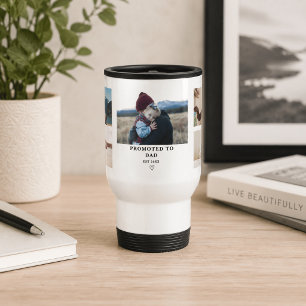 Caneca Térmica Presente de Colagem de Fotos de Papai Promovido –