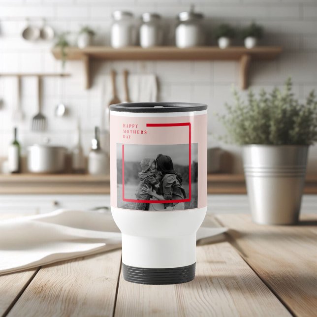 Caneca Térmica Presente de Dia de as mães de Fotografia Rosa e Ve (Criador carregado)
