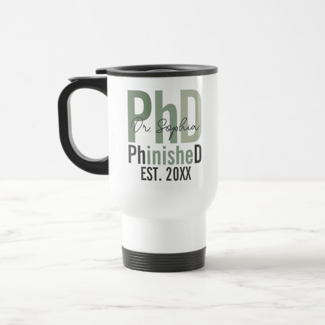 Caneca Térmica Presente de Graduação de PhD Personalizada do Phin (Esquerda)