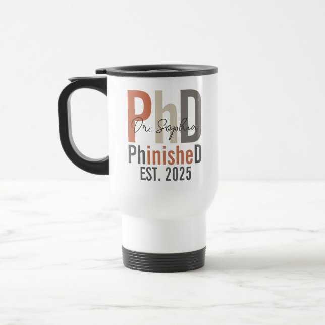 Caneca Térmica Presente de Graduação PhD Personalizada do Phinish (Esquerda)