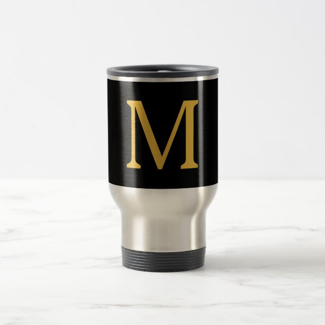 Caneca Térmica Presente de Nome Personalizado a Preto Dourado Ini (Centro)