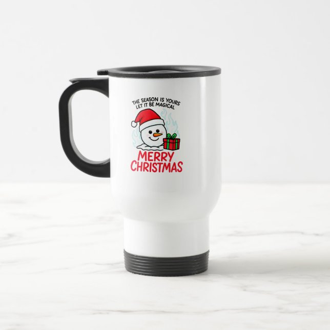Caneca Térmica Presente Flaming Snowman Natal Impermeável Isolado (Esquerda)