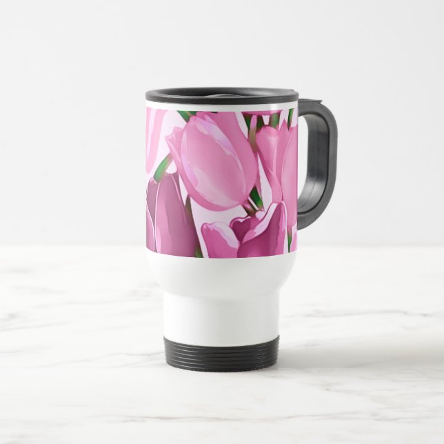 Caneca Térmica Presente primavera Tulip do Dia de as mães de pint (Frente Esquerda)