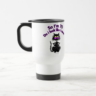 Caneca Térmica presentes do gato do aniversário do 70