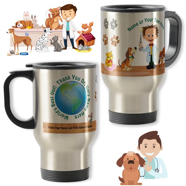 Caneca Térmica Presentes Personalizados Únicos para Veterinários, (Unique Veterinarian Gifts. Gifts for new Veterinarians. Personalized Veterinarian Gifts. Vet Mugs.)