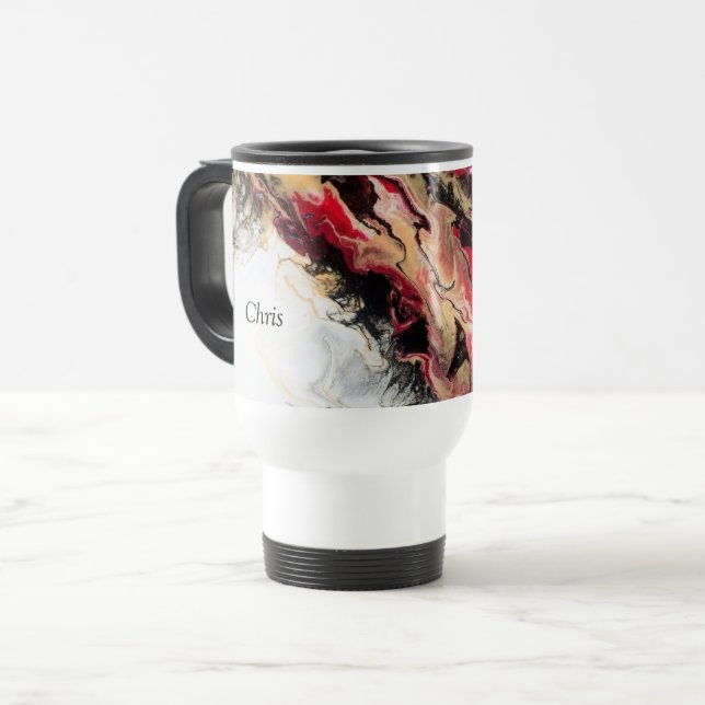 Caneca Térmica Preto Dourado Espaço Negativo Personalizar Abstrat (Frente Esquerda)