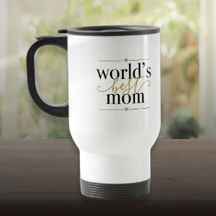 Caneca Térmica Preto e Dourado Mundo Melhor Mãe Elegante