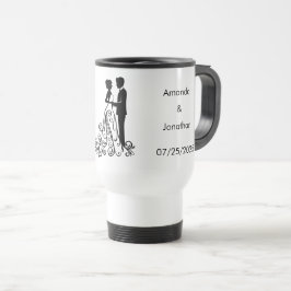 Caneca Térmica Preto Elegante e Branco Salve a Caça de Casamento