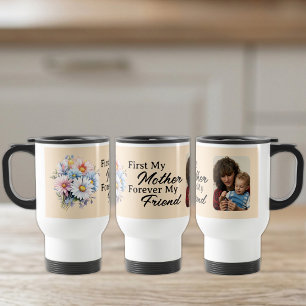 Caneca Térmica Primeira minha mãe 1 foto flores pêssego