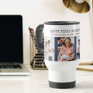 Caneca Térmica Primeiro Dia dos Pais 4 Colagem de Fotos