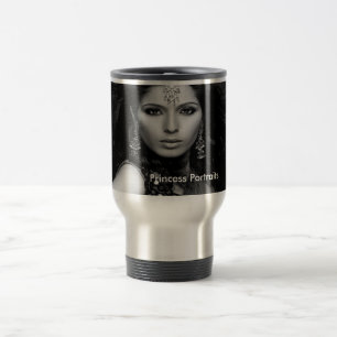 Caneca Térmica Princesa Retratos de Mug Superdimensionado (B/W)