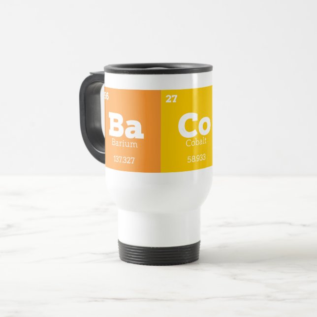 Caneca Térmica Professor de Ciência Química Elementos Químicos Ba (Frente Esquerda)