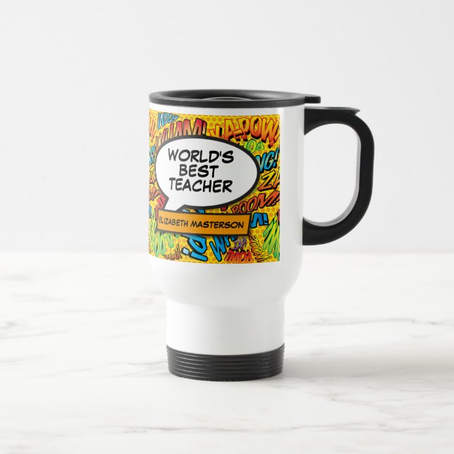 Caneca Térmica Professor Diversão Retro Quadrinho Pop Art (Direita)