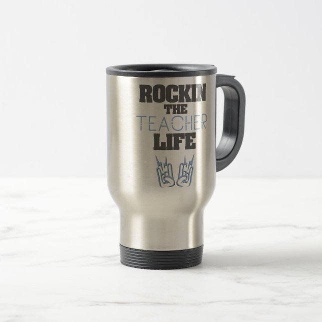 Caneca Térmica Professora Dotou Rockin O Presente De Vida Do Prof (Frente Esquerda)