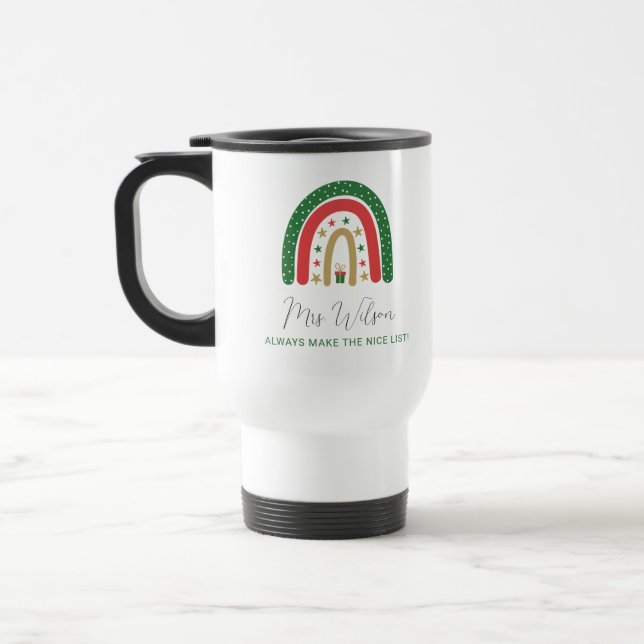 Caneca Térmica Professores de Natal Rainbow Nice List (Esquerda)