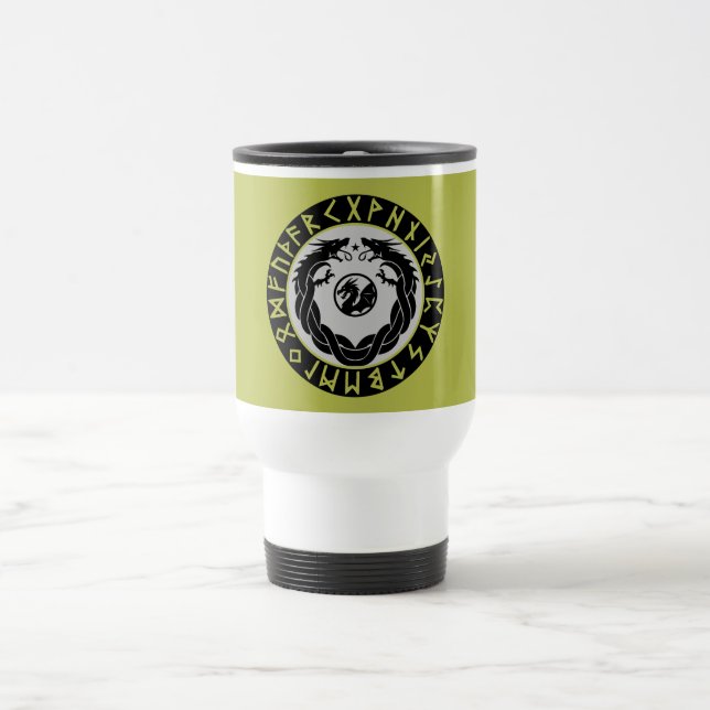Caneca Térmica Proteção de Runa Viking Dragão (Centro)