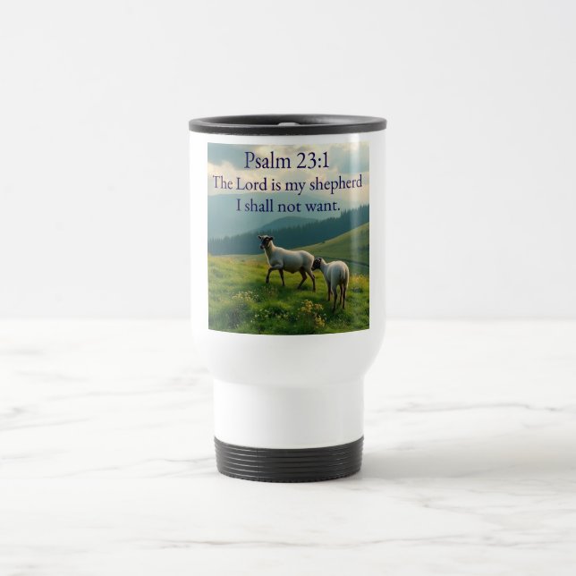 Caneca Térmica Psalm 23:1 Bible Verse Travel Mug (Centro)