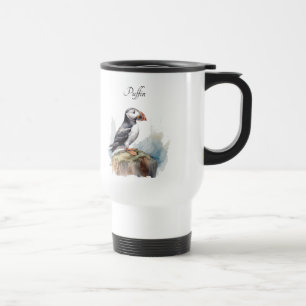 Caneca Térmica Puffin em Rock Watercolor, personalizado