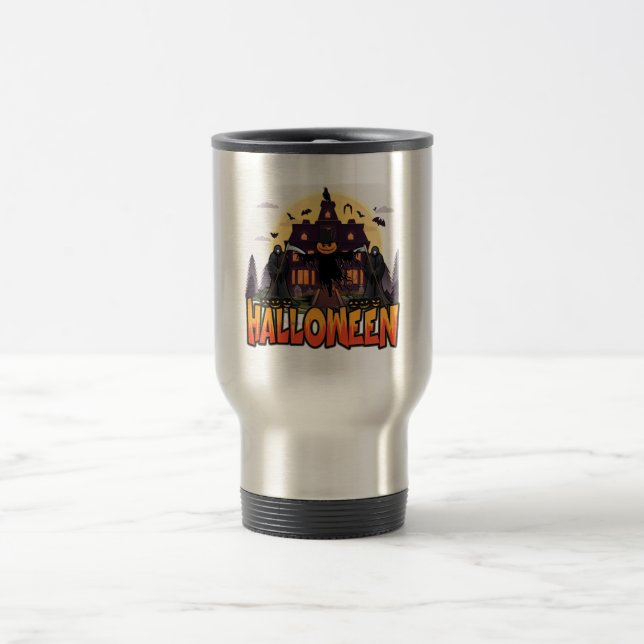 Caneca Térmica Pumpkin Scary House, Halloween (Centro)