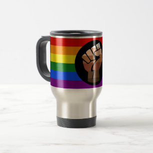 Caneca Térmica Punho levantado da bandeira de cor de gente queer