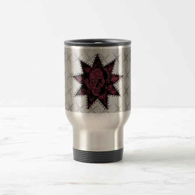 Caneca Térmica Punk Skull Mug (Rosa Escuro) (Centro)