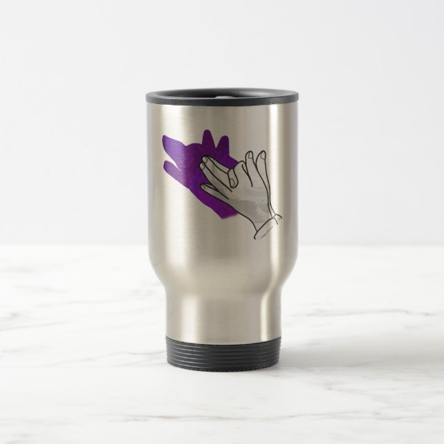 Caneca Térmica Púrpura de Lobo Silhouette de Mão (Centro)