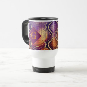 Caneca Térmica Púrpura e Púrpura e Pele Cobra de Shimmering Doura