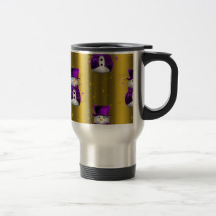 Caneca Térmica Púrpura Snowman no Dourado Natal