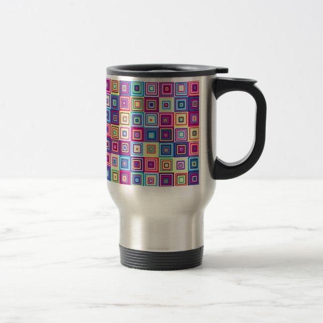Caneca Térmica Quadrados Geométricos Coloridos (Direita)