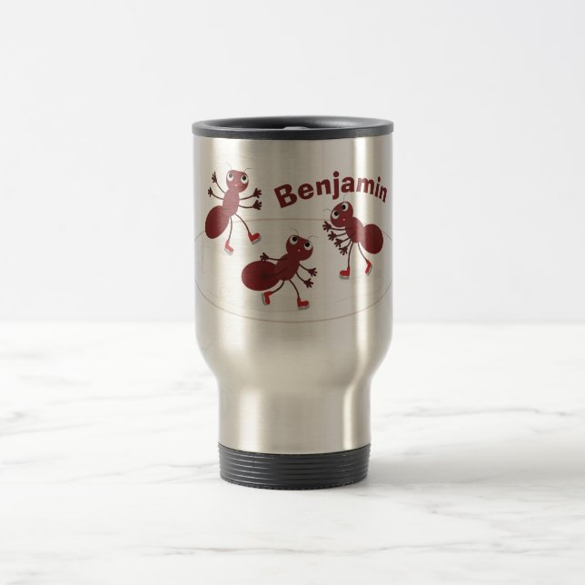 Caneca Térmica Quadrinhos de gelo de formigas vermelhas felizes (Centro)