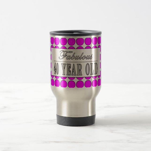 Caneca Térmica Quarenta bolinhas cor-de-rosa fabulosas dos anos (Centro)