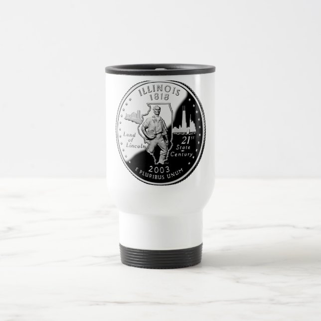 Caneca Térmica Quarto Estadual de Faux do Lado Inverso de Illinoi (Centro)