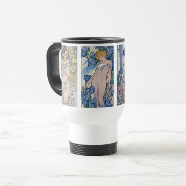 Caneca Térmica Quatro Flores, Alphonse Mucha (Frente Esquerda)
