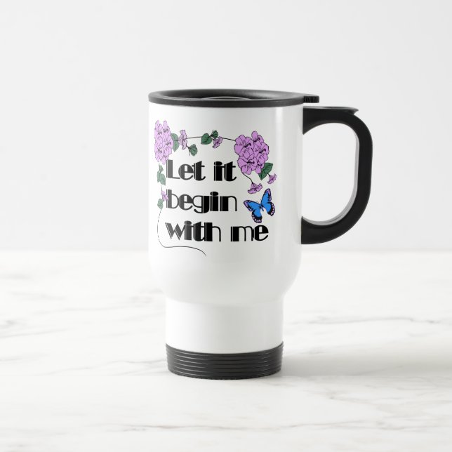 Caneca Térmica Que Comece Por Dizer Flores Borboleta (Direita)