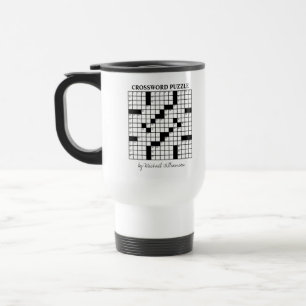 Caneca Térmica Quebra-cabeça de palavras cruzadas preto e branco 
