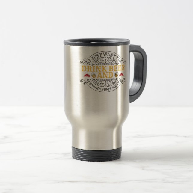 Caneca Térmica Quer cerveja bebedeira e fumaça alguma barbeira de (Frente Esquerda)