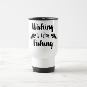 Caneca Térmica Queria estar pescando citação engraçada