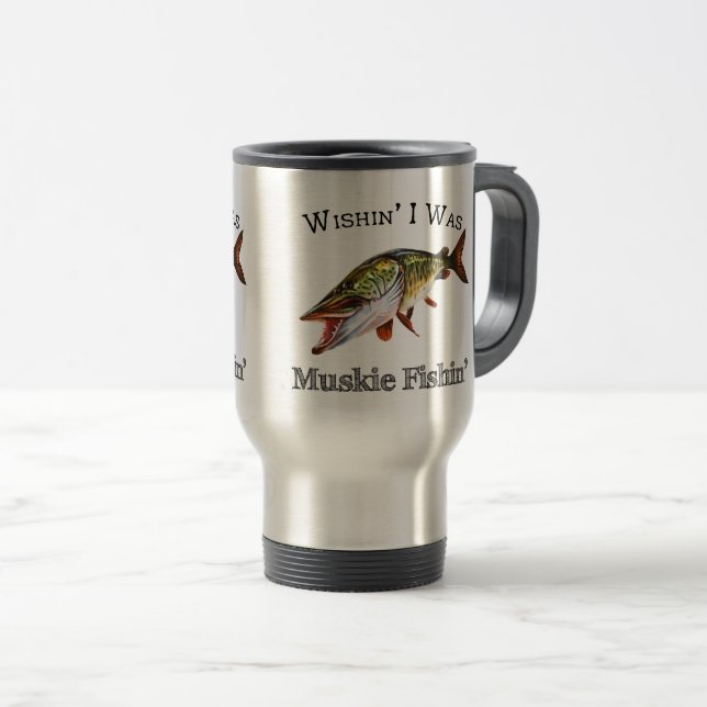 Caneca Térmica Queria que eu fosse Muskie Fishin (Frente Esquerda)